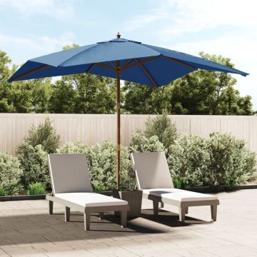Gossi umbrela de gradina stalp din lemn, albastru azur 300x300x273 cm