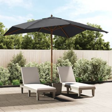 Gossi umbrela de gradina stalp din lemn, negru, 300x300x273 cm