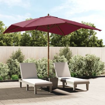 Gossi umbrela de gradina stalp din lemn, rosu bordo, 300x300x273 cm