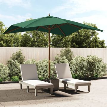 Gossi umbrela de gradina stalp din lemn, verde, 300x300x273 cm