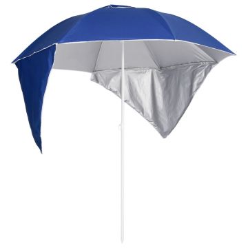Gossi umbrela de plaja cu pereti laterali albastru 215 cm