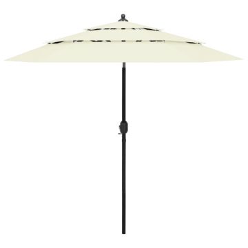 Gossi umbrela de soare 3 niveluri, stalp de aluminiu, nisipiu, 2,5 m