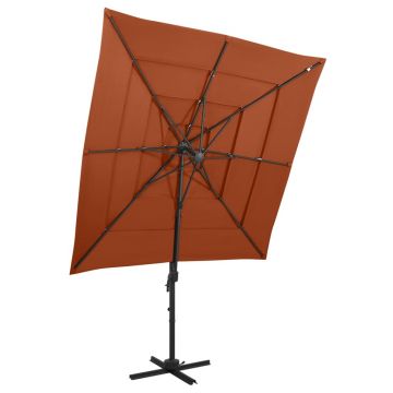Gossi umbrela de soare 4 niveluri stalp aluminiu caramiziu 250x250 cm