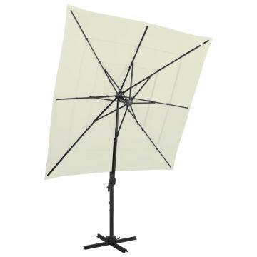 Gossi umbrela de soare 4 niveluri, stalp aluminiu, nisipiu 250x250 cm