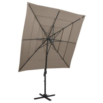 Gossi umbrela de soare 4 niveluri, stalp aluminiu, taupe, 250x250 cm