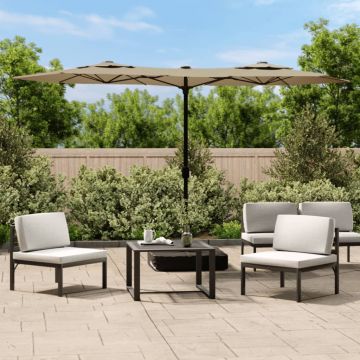 Gossi umbrela de soare cu doua capete cu led-uri gri taupe 316x240 cm