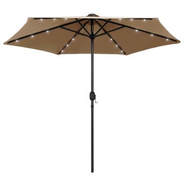 Gossi umbrela de soare cu led si stalp aluminiu, gri taupe, 270 cm