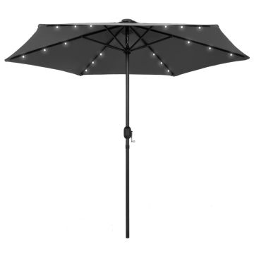 Gossi umbrela de soare cu led-uri, stalp aluminiu, antracit, 270 cm
