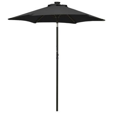 Gossi umbrela de soare cu lumini led, negru, 200x211 cm, aluminiu