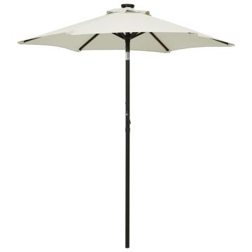 Gossi umbrela de soare cu lumini led, nisipiu, 200x211 cm, aluminiu