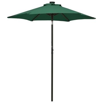 Gossi umbrela de soare cu lumini led, verde, 200x211 cm, aluminiu