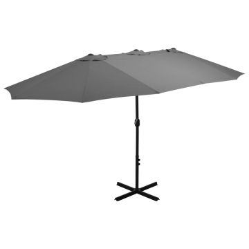 Gossi umbrela de soare cu stalp din aluminiu, antracit, 460x270 cm