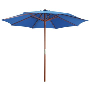 Gossi umbrela de soare cu stalp din lemn, albastru, 300 x 258 cm