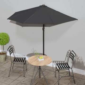 Gossi umbrela de soare de balcon, tija aluminiu, antracit, 270x144 cm