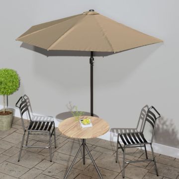 Gossi umbrela de soare de balcon, tija aluminiu gri taupe, 270x144 cm