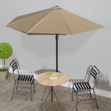 Gossi umbrela de soare de balcon, tija aluminiu, gri taupe 300x155 cm