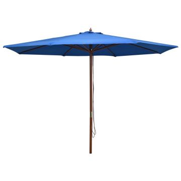 Gossi umbrela de soare de exterior, stalp din lemn, albastru, 350 cm