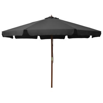 Gossi umbrela de soare de exterior, stalp din lemn, antracit, 330 cm