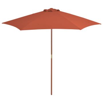 Gossi umbrela de soare de exterior, stalp din lemn, caramiziu, 270 cm