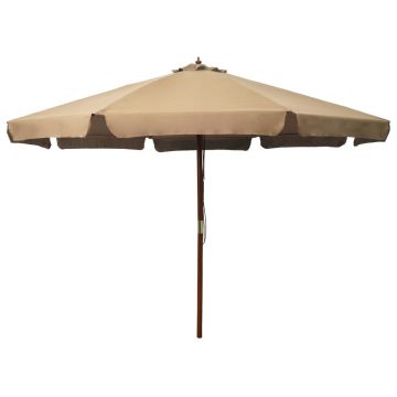 Gossi umbrela de soare de exterior, stalp din lemn, gri taupe, 330 cm