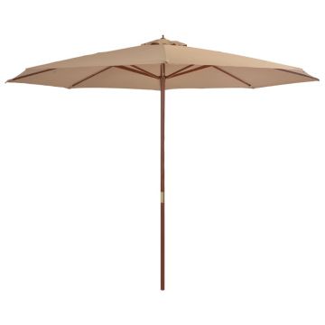 Gossi umbrela de soare de exterior, stalp din lemn, gri taupe, 350 cm