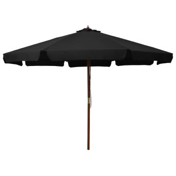 Gossi umbrela de soare de exterior, stalp din lemn, negru, 330 cm