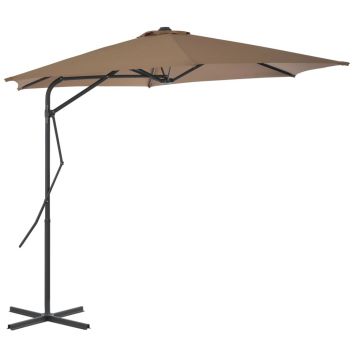 Gossi umbrela de soare de exterior, stalp din otel, gri taupe, 300 cm