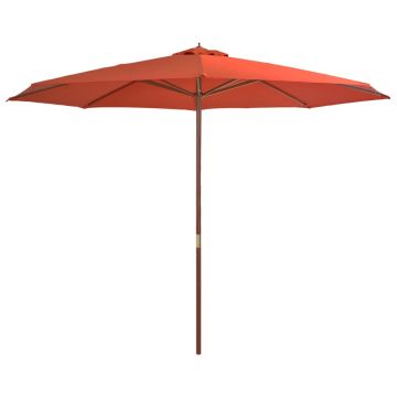 Gossi umbrela de soare de exterior, stalp lemn, caramiziu, 350 cm