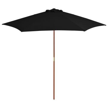 Gossi umbrela de soare de gradina cu stalp din lemn, negru, 270 cm