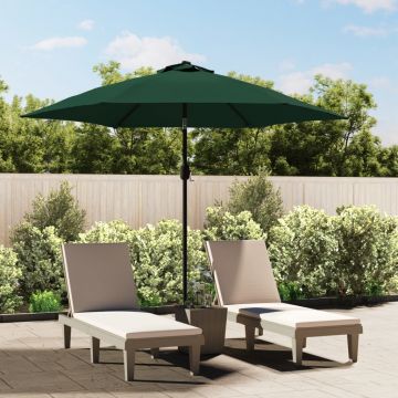 Gossi umbrela de soare de gradina in consola cu led, verde, 3 m