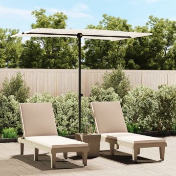 Gossi umbrela de soare de gradina stalp aluminiu alb nisipiu 2x1,5 m
