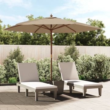 Gossi umbrela de soare de gradina stalp de lemn, gri taupe, 299x240cm
