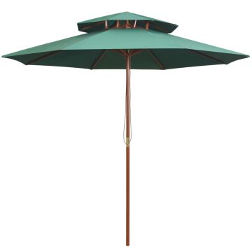 Gossi umbrela de soare dubla, 270x270 cm, stalp de lemn, verde