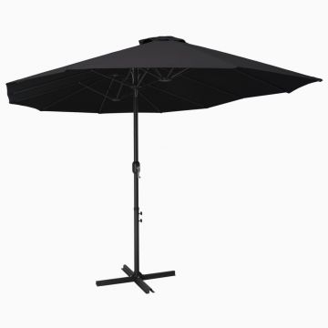 Gossi umbrela de soare exterior cu stalp aluminiu, negru, 460x270 cm