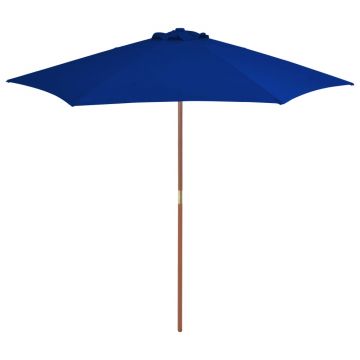 Gossi umbrela de soare exterior cu stalp din lemn, albastru, 270 cm