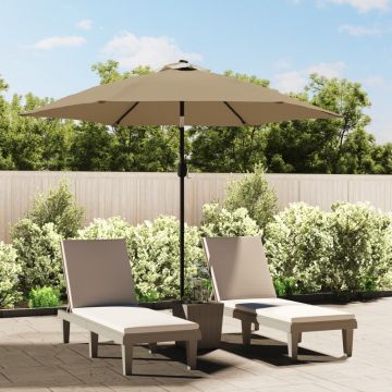Gossi umbrela de soare exterior, led-uri si stalp otel, taupe, 300 cm