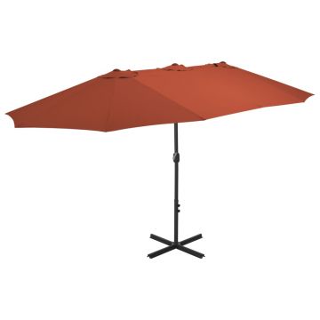 Gossi umbrela de soare exterior stalp aluminiu, caramiziu, 460x270 cm