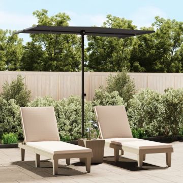 Gossi umbrela de soare exterior, stalp aluminiu, negru, 180x110 cm