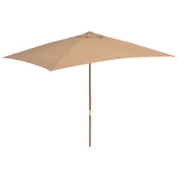 Gossi umbrela de soare, exterior, stalp lemn, 200x300 cm, gri taupe