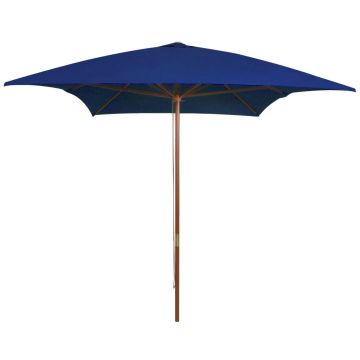 Gossi umbrela de soare, exterior, stalp lemn, albastru, 200x300 cm