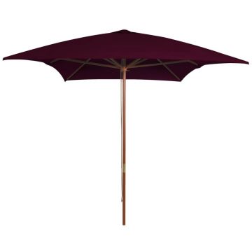 Gossi umbrela de soare, exterior, stalp lemn, rosu bordo, 200x300 cm