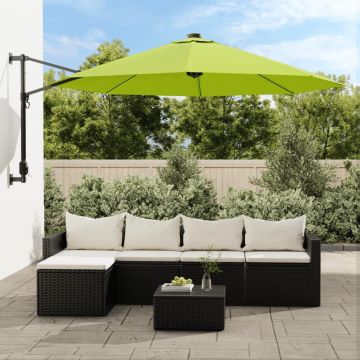Gossi umbrela de soare montata pe perete cu led-uri verde mar, 290 cm