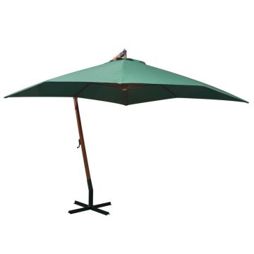 Gossi umbrela de soare suspendata, stalp de lemn, 300x300 cm, verde