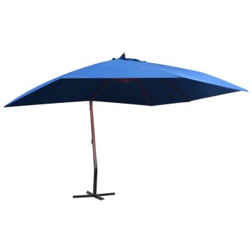 Gossi umbrela de soare suspendata, stalp lemn, albastru, 400 x 300 cm
