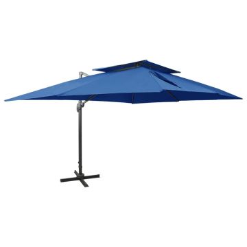 Gossi umbrela in consola cu invelis dublu, albastru azuriu 400x300 cm