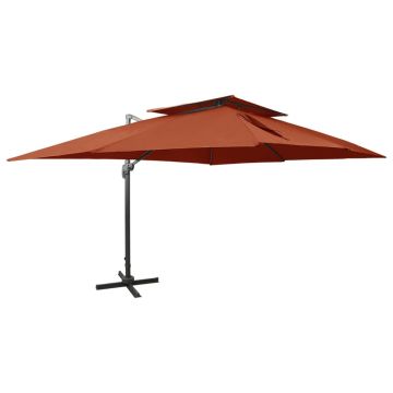 Gossi umbrela in consola cu invelis dublu, caramiziu, 400x300 cm