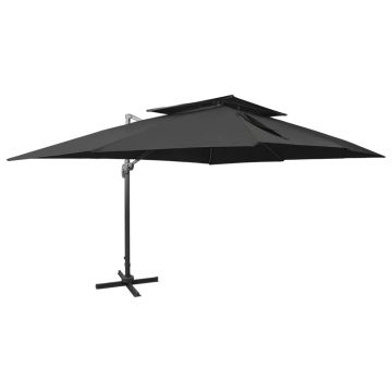 Gossi umbrela in consola cu invelis dublu, negru, 400x300 cm