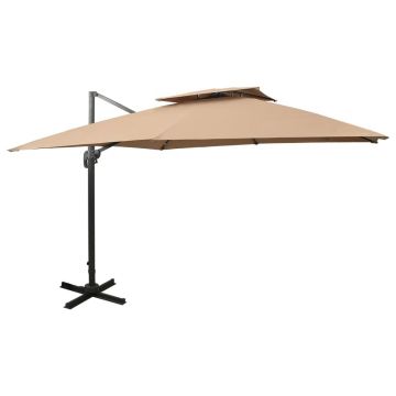 Gossi umbrela in consola cu invelis dublu, taupe, 300x300 cm