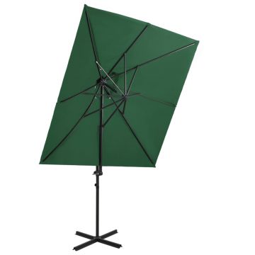 Gossi umbrela in consola cu invelis dublu, verde, 250x250 cm