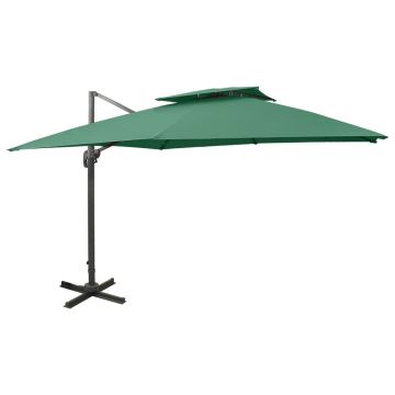 Gossi umbrela in consola cu invelis dublu, verde, 300x300 cm